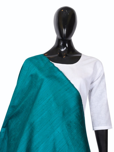 Banarasi Raw Silk Stole Handwoven Stoles Medium Turquoise - ahmedabadtrunk.in