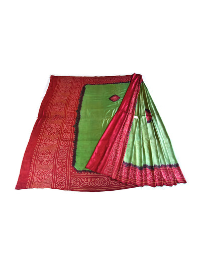 Tie & Dye (Bandhani) Silk Veil Cloth, Dupatta - 121 - ahmedabadtrunk.in