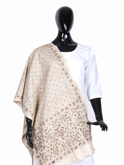 Hand Embroidered Kantha Tussar Silk Stole - ahmedabadtrunk.in